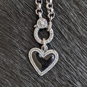 Pave Diamond, Sterling and Enamel Heart Pendant